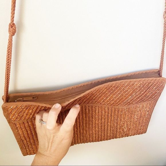Woven Rectangle Ratan Clutch Purse - Picture 9 of 14
